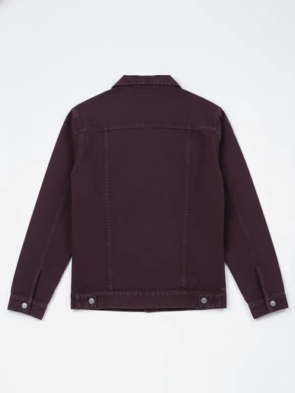 Highlander Men Purple Solid Denim Jacket