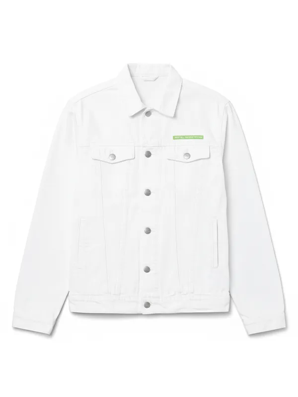 Highlander Men White Solid Denim Jacket