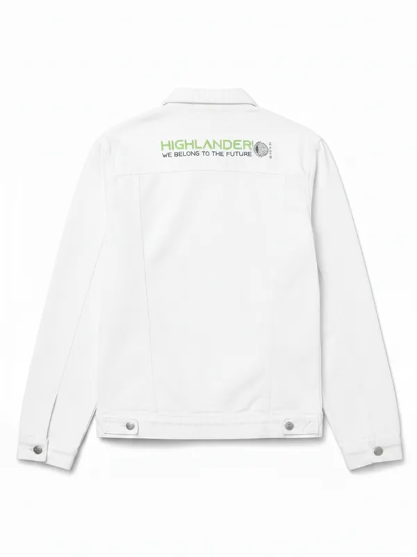 Highlander Men White Solid Denim Jacket