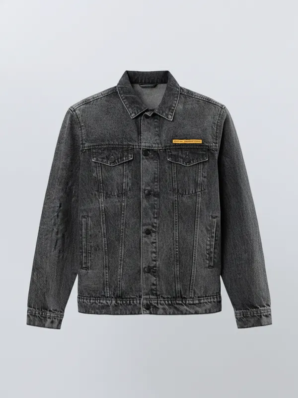 Highlander Men Grey Solid Denim Jacket