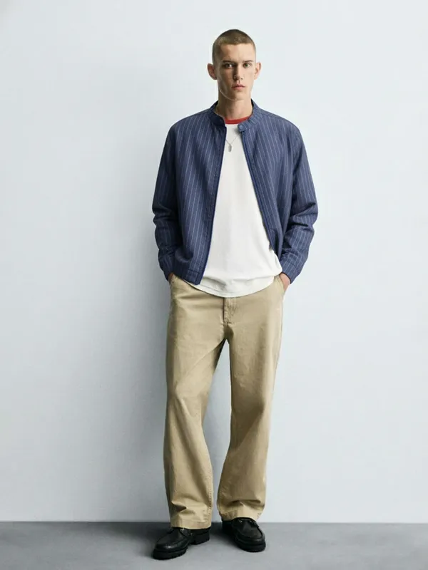 HIGHLANDER Men violet Striped Bomber Jacket