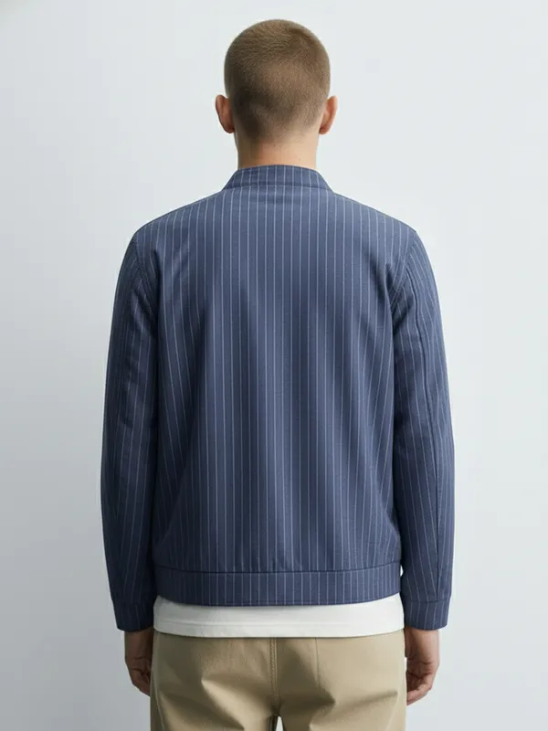 HIGHLANDER Men violet Striped Bomber Jacket