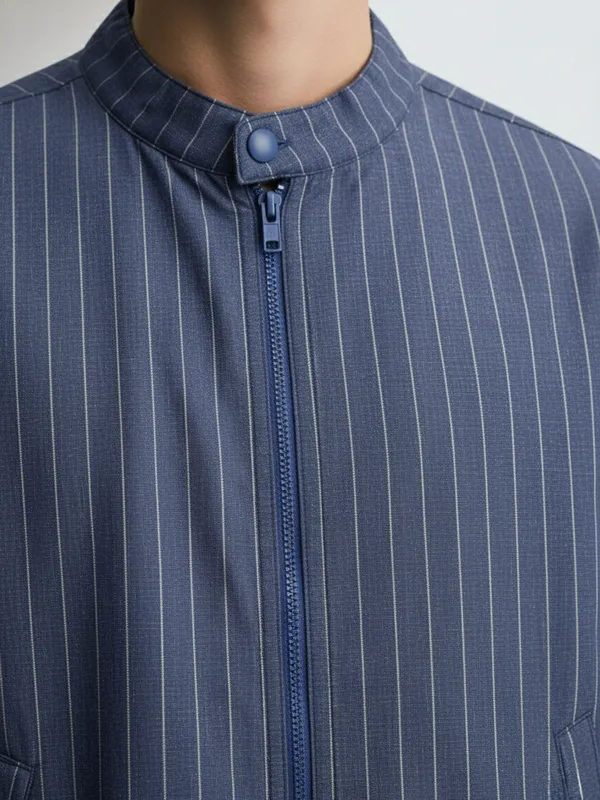 HIGHLANDER Men violet Striped Bomber Jacket