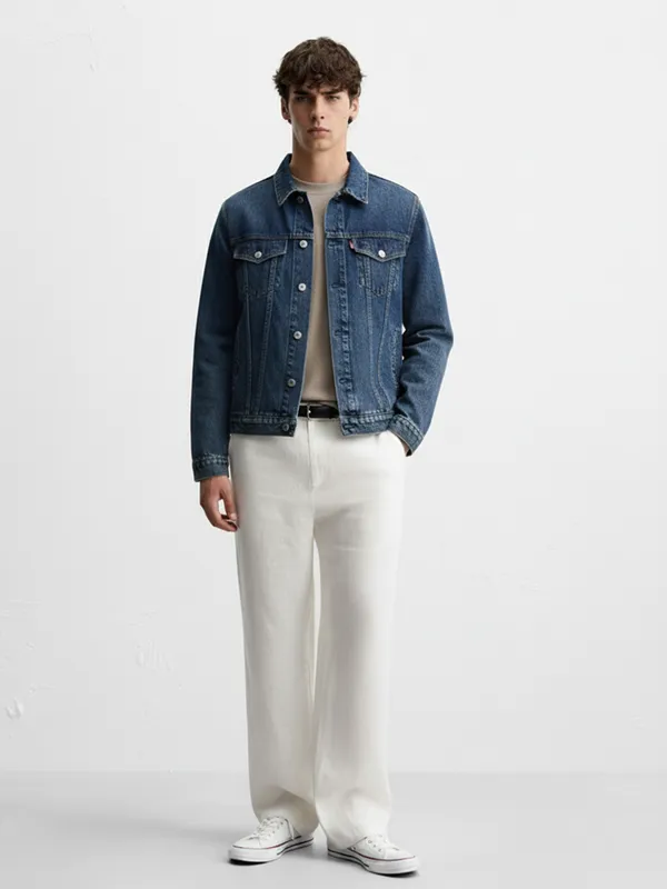 Highlander Men Blue Printed Denim Jacket