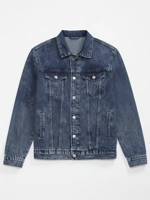 Highlander Men Blue Printed Denim Jacket