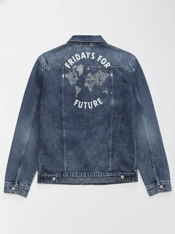 Highlander Men Blue Printed Denim Jacket
