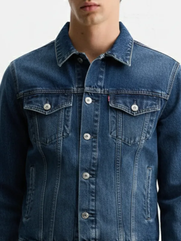 Highlander Men Blue Printed Denim Jacket
