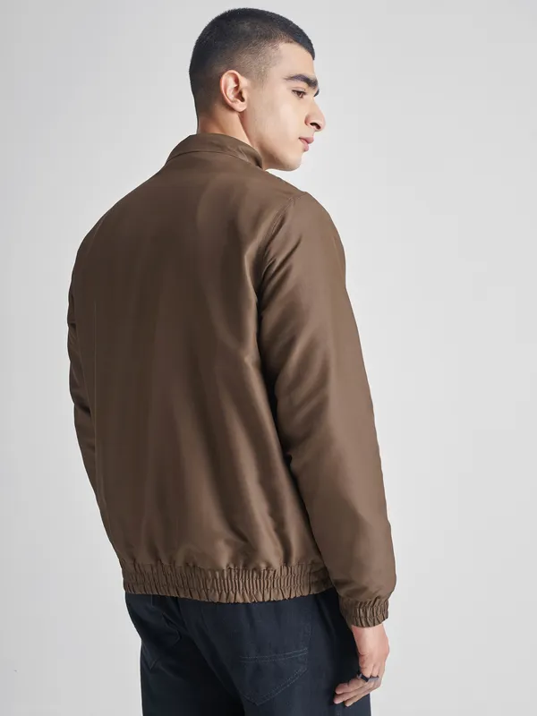 Men Solid Bomber Jacket