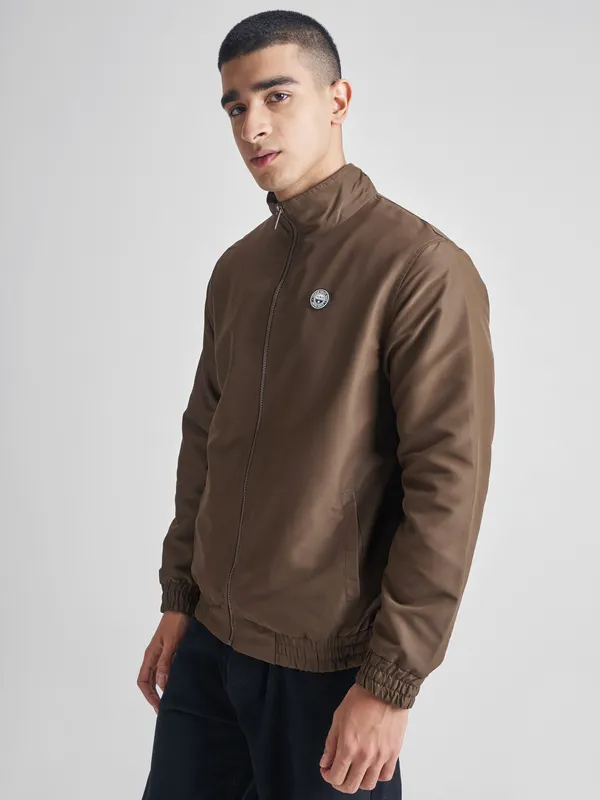 Men Solid Bomber Jacket