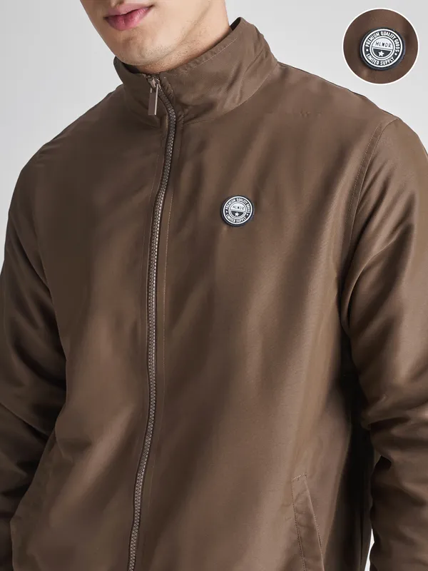 Men Solid Bomber Jacket