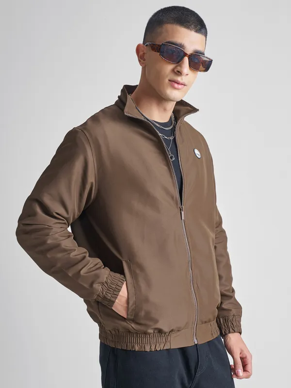 Men Solid Bomber Jacket