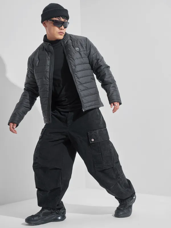 Men Solid Puffer Jacket