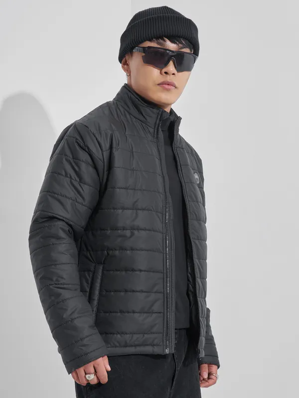 Men Solid Puffer Jacket