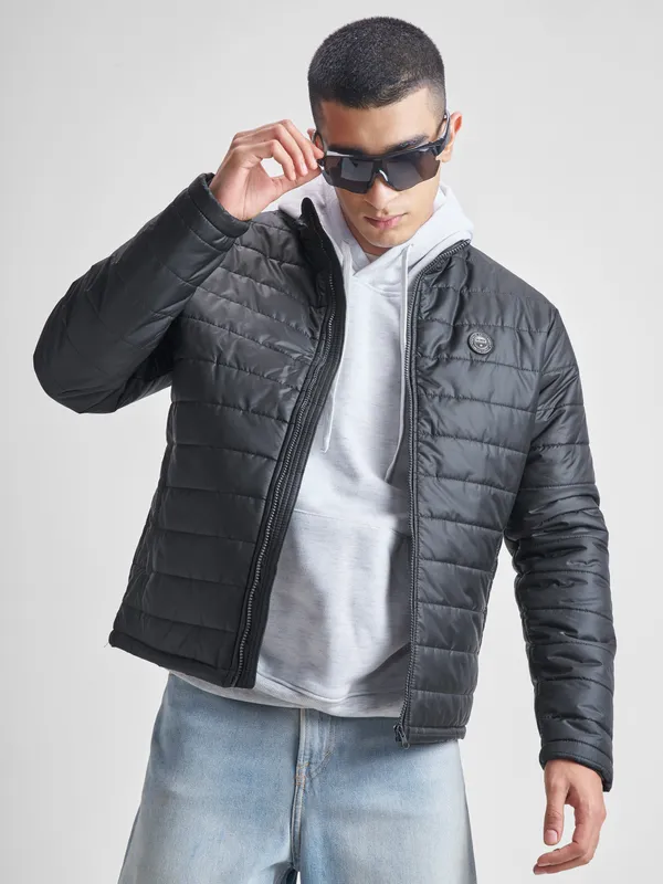 Highlander Men Grey Solid Puffer Jacket