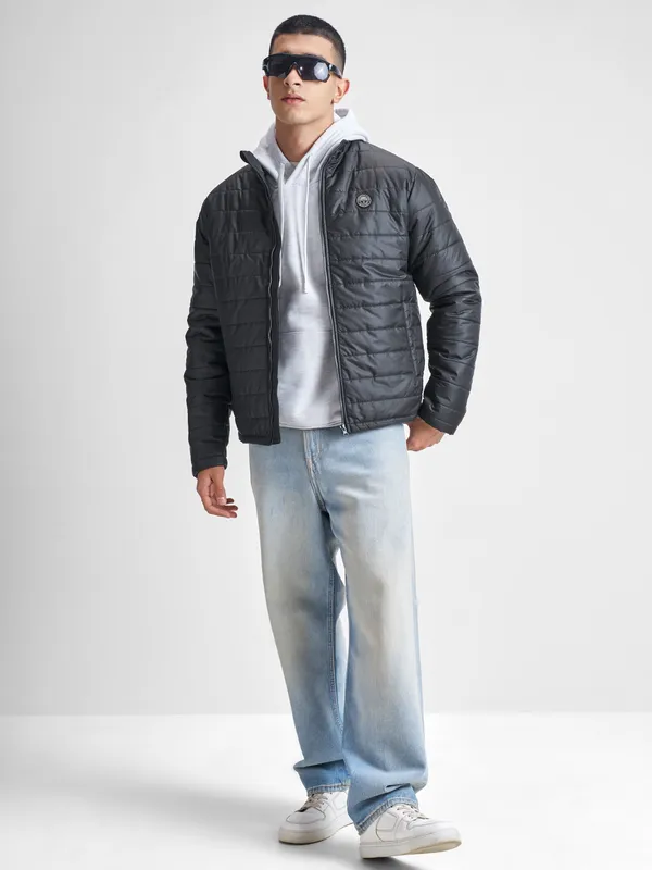 Highlander Men Grey Solid Puffer Jacket