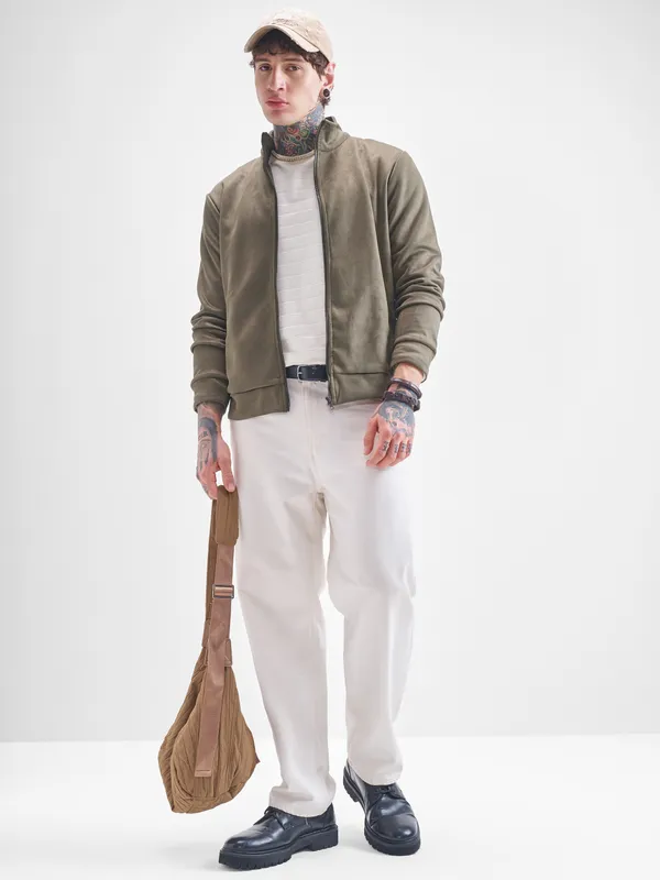 Highlander Men Green Solid Bomber Jacket