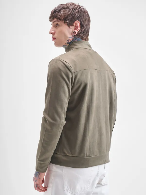 Highlander Men Green Solid Bomber Jacket