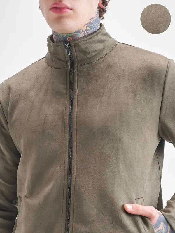 Highlander Men Green Solid Bomber Jacket