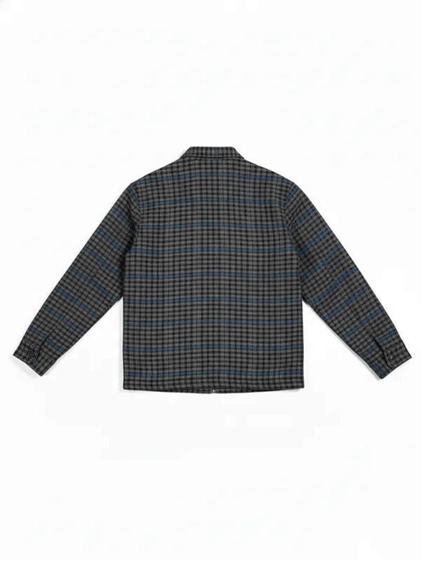 Highlander Men Grey Checked Open Front Jacket