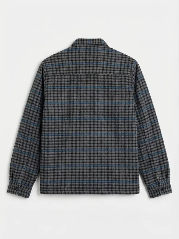 Highlander Men Grey Checked Open Front Jacket