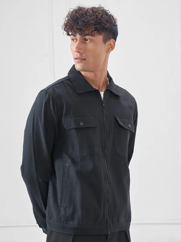 Men Solid Open Front Jacket