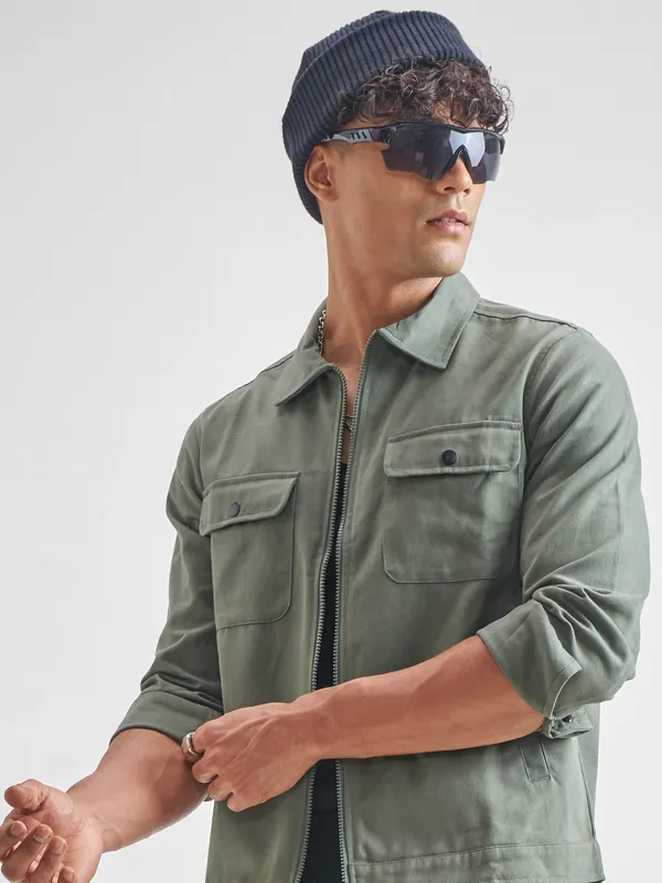 Men Solid Open Front Jacket