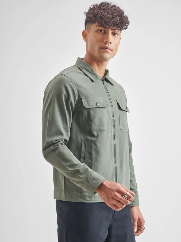 Men Solid Open Front Jacket