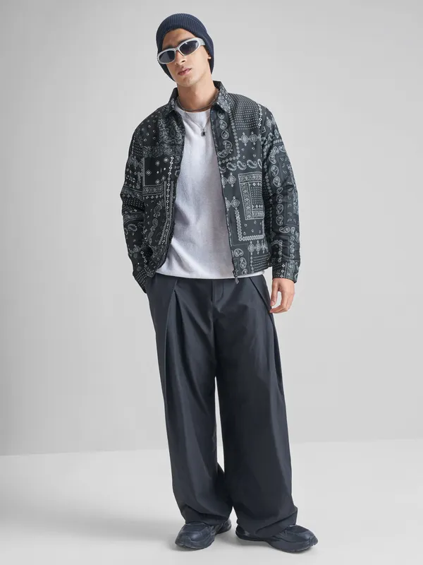 Highlander Men Black Printed Bomber Jacket