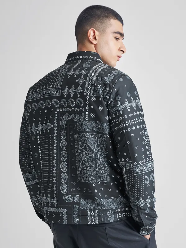 Highlander Men Black Printed Bomber Jacket
