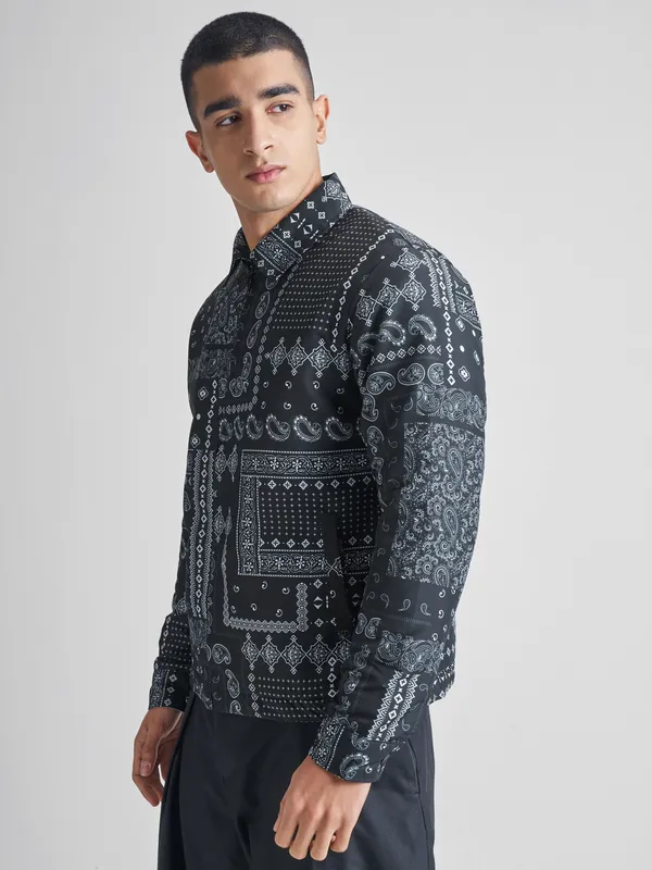 Highlander Men Black Printed Bomber Jacket