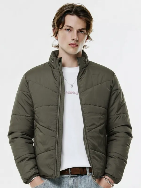 Highlander Men Green Solid Puffer Jacket