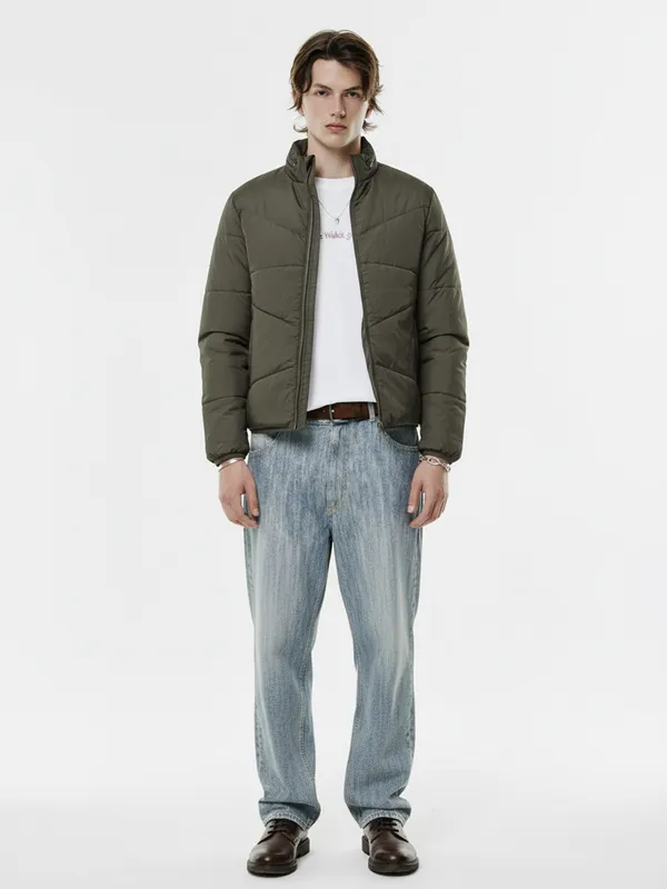 Highlander Men Green Solid Puffer Jacket