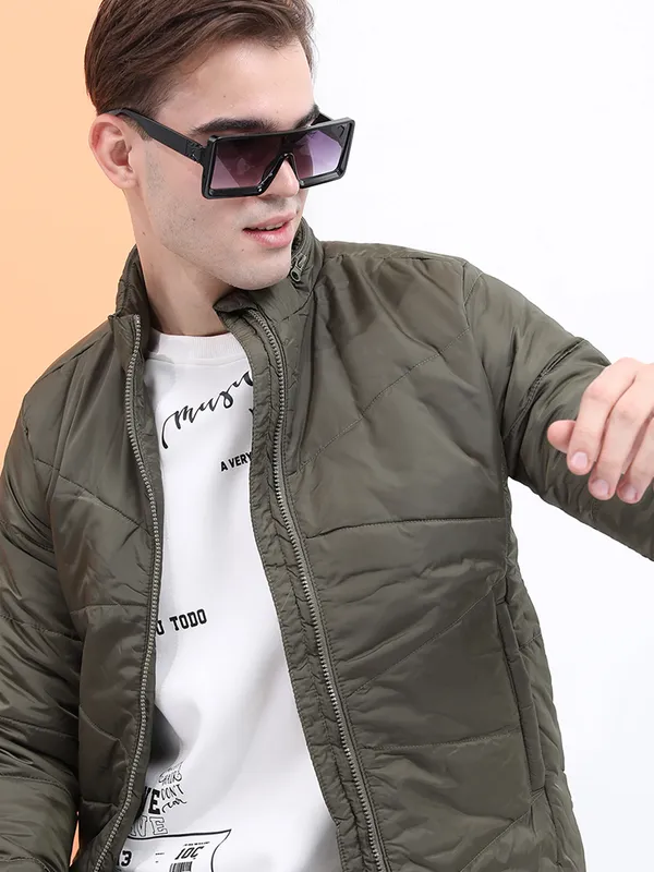 Highlander Men Green Solid Puffer Jacket