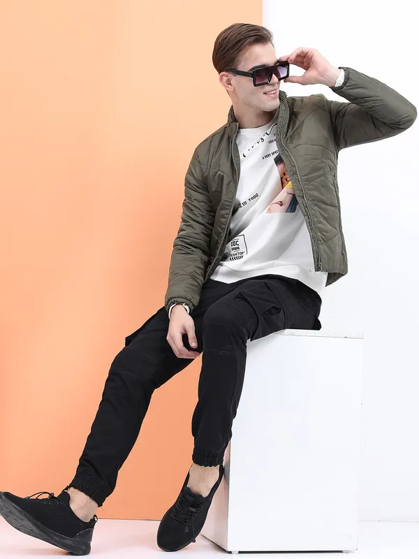 Highlander Men Green Solid Puffer Jacket