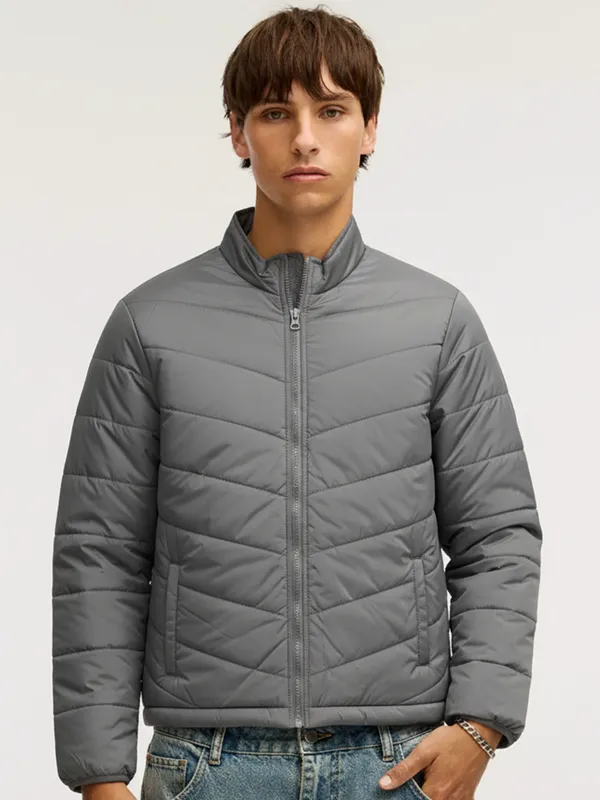Highlander Men Charcoal Solid Puffer Jacket