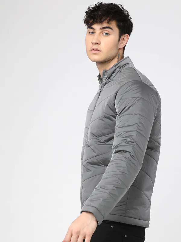 Highlander Men Charcoal Solid Puffer Jacket