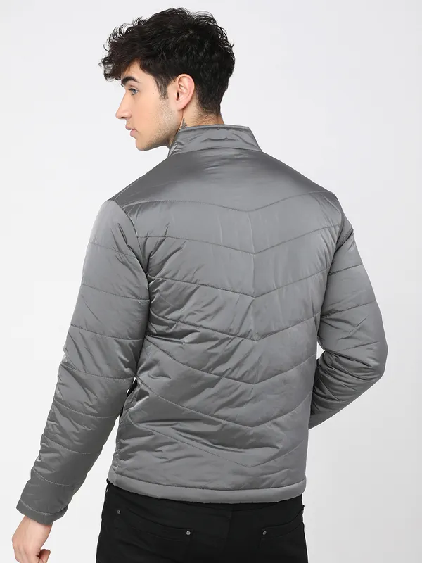 Highlander Men Charcoal Solid Puffer Jacket