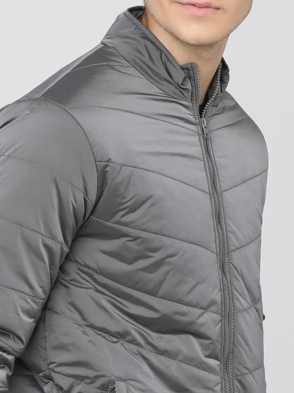 Highlander Men Charcoal Solid Puffer Jacket