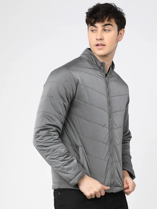 Highlander Men Charcoal Solid Puffer Jacket