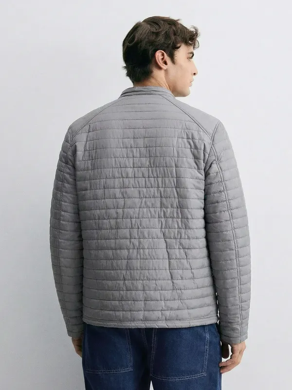 Highlander Men Grey Solid Puffer Jacket