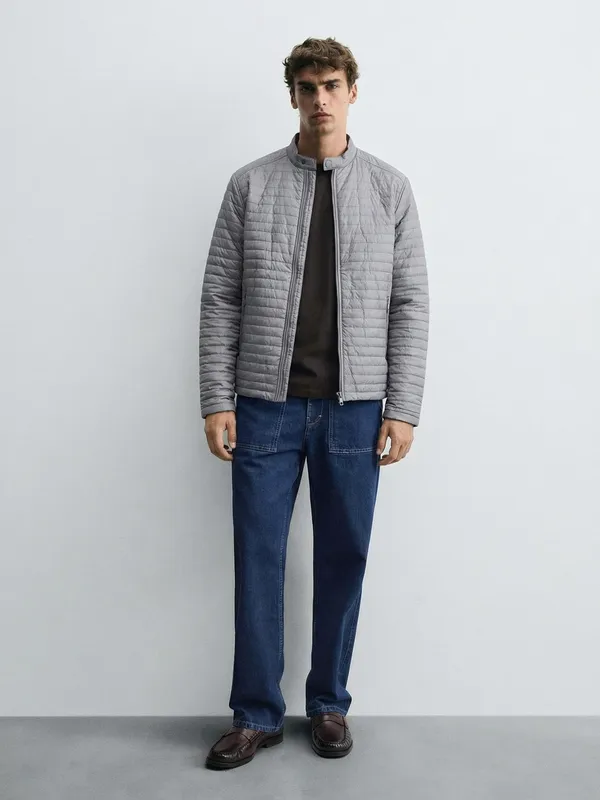 Highlander Men Grey Solid Puffer Jacket