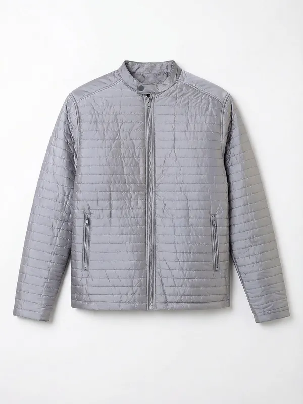 Highlander Men Grey Solid Puffer Jacket