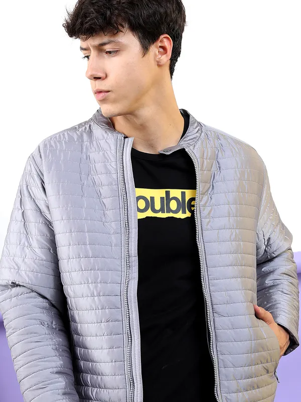 Highlander Men Grey Solid Puffer Jacket