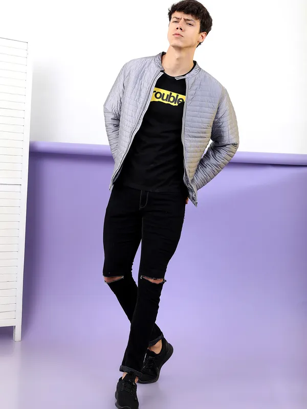 Highlander Men Grey Solid Puffer Jacket