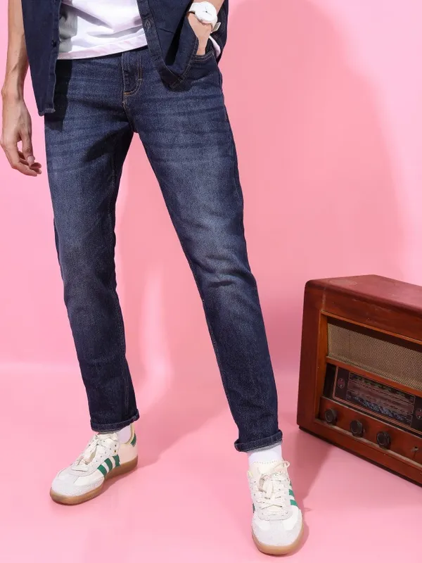  Highlander Men Blue Tapered Fit Clean Look Jeans
