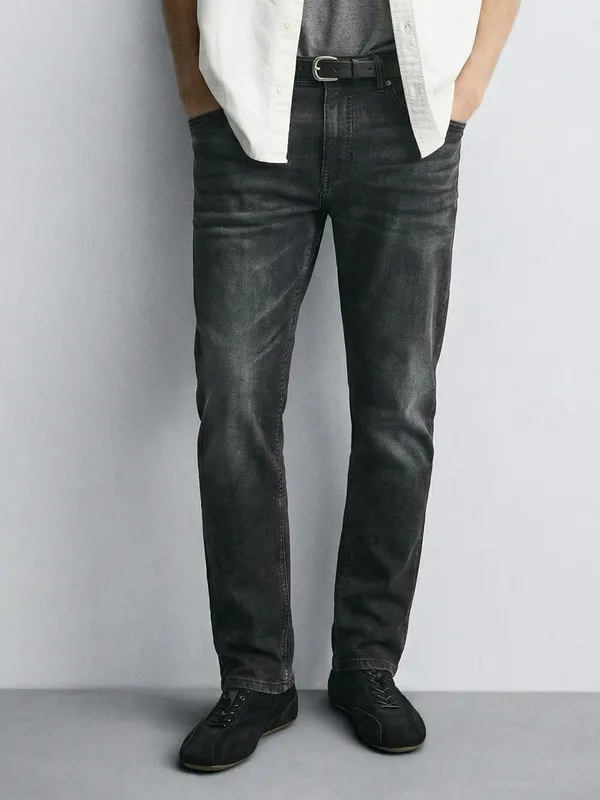 Highlander Men Grey Straight Fit Stretchable Jeans