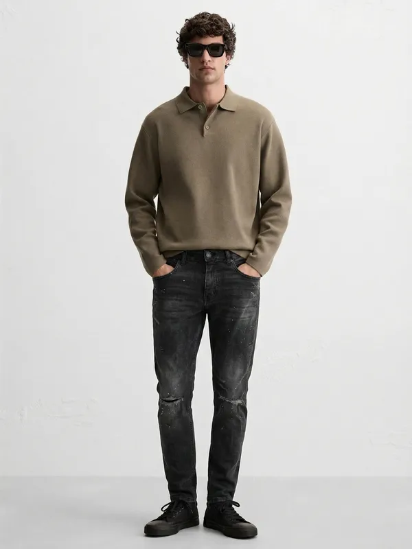 Highlander Men Grey Tapered Fit Mildly Distressed Stretchable Jeans