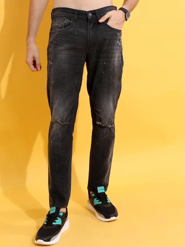 Highlander Men Grey Tapered Fit Mildly Distressed Stretchable Jeans