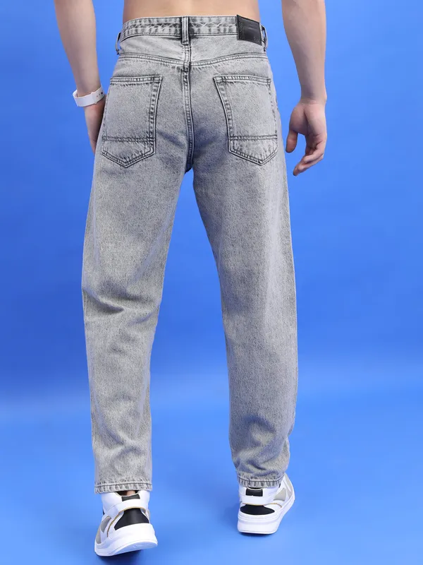 Highlander Men Light Grey Straight Fit Jeans