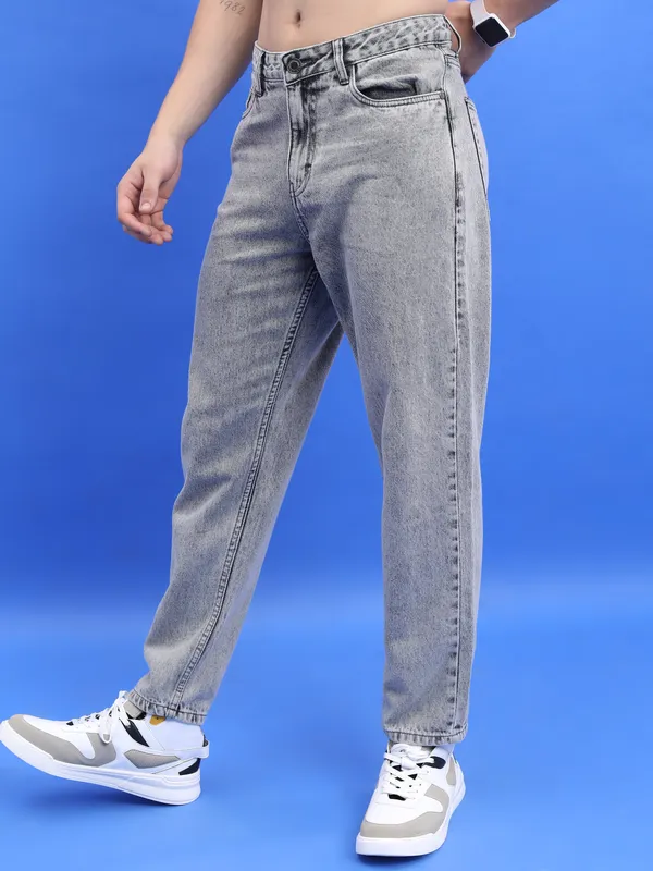 Highlander Men Light Grey Straight Fit Jeans